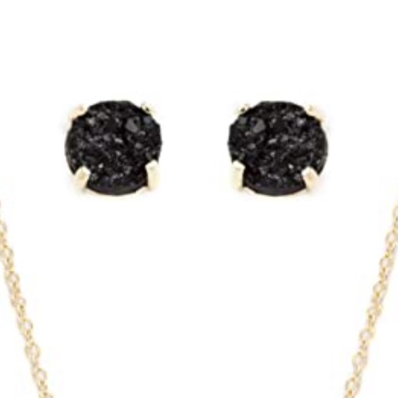 Laura Janelle Black Druzy Necklace & Earring Set - Picture 2 of 3